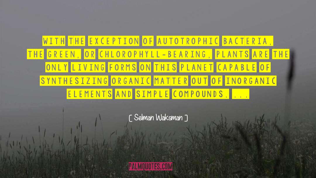 Selman Waksman Quotes: With the exception of autotrophic