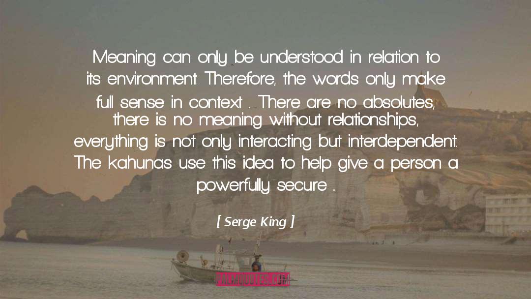 Serge King Quotes: Meaning can only be understood