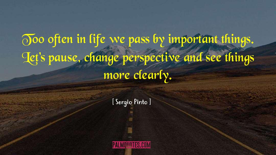 Sergio Pinto Quotes: Too often in life we