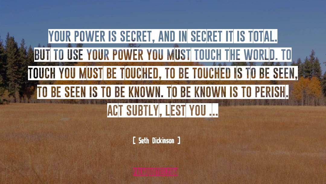 Seth Dickinson Quotes: Your power is secret, and