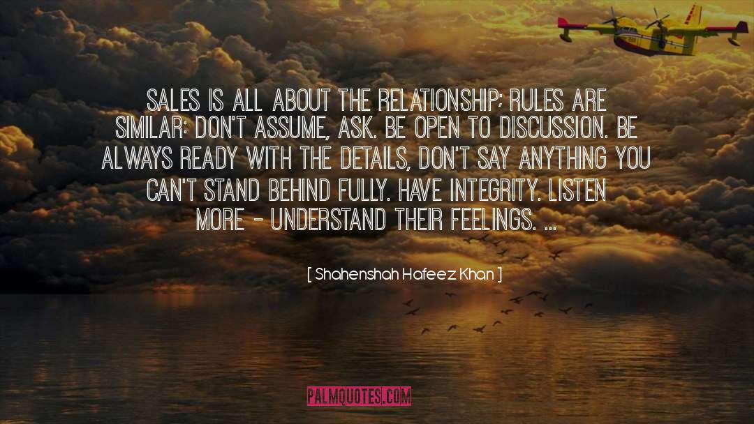 Shahenshah Hafeez Khan Quotes: Sales is all about the