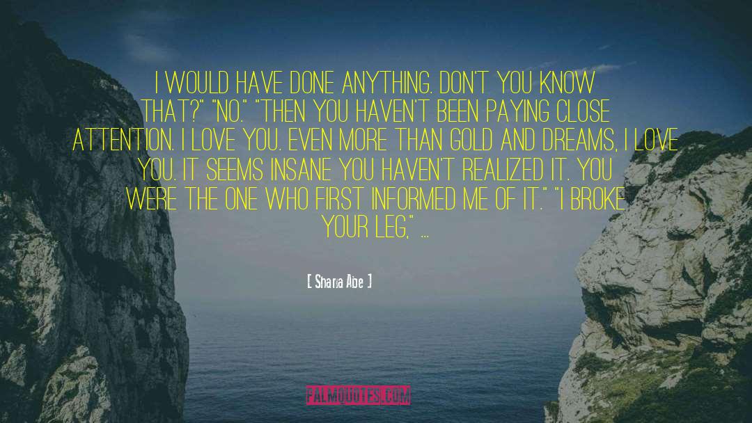 Shana Abe Quotes: I would have done anything.