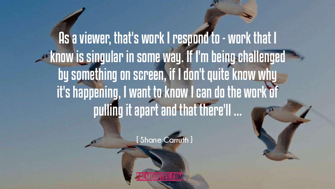 Shane Carruth Quotes: As a viewer, that's work