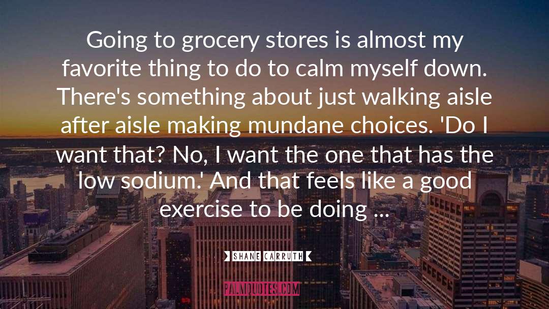 Shane Carruth Quotes: Going to grocery stores is