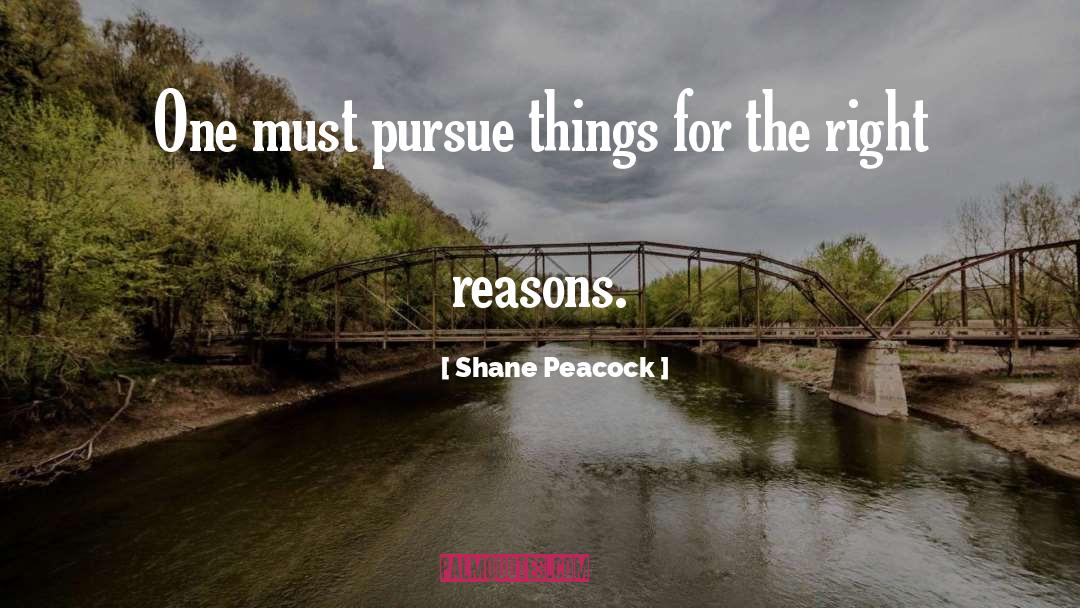 Shane Peacock Quotes: One must pursue things for