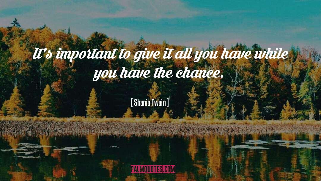 Shania Twain Quotes: It's important to give it