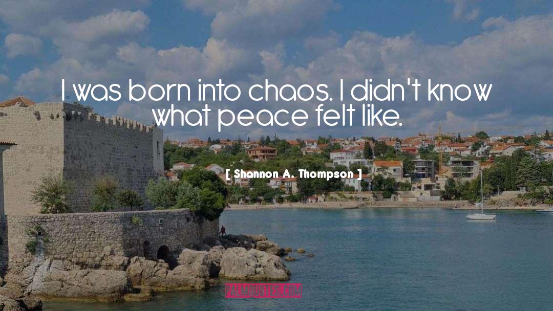 Shannon A. Thompson Quotes: I was born into chaos.