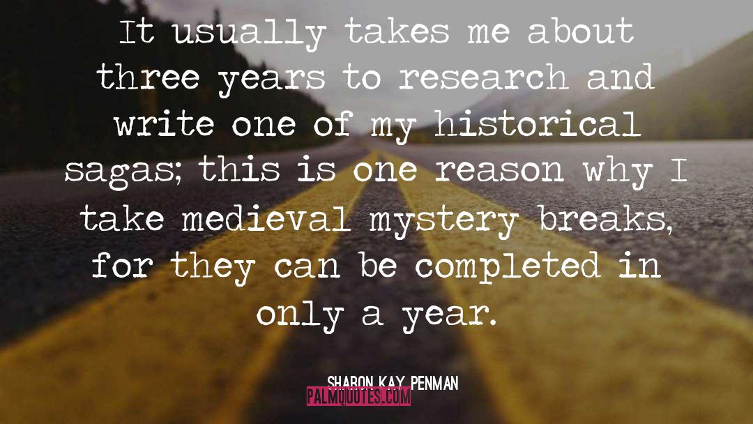 Sharon Kay Penman Quotes: It usually takes me about