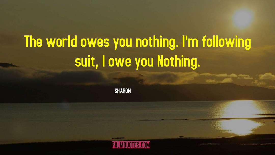 Sharon Quotes: The world owes you nothing.