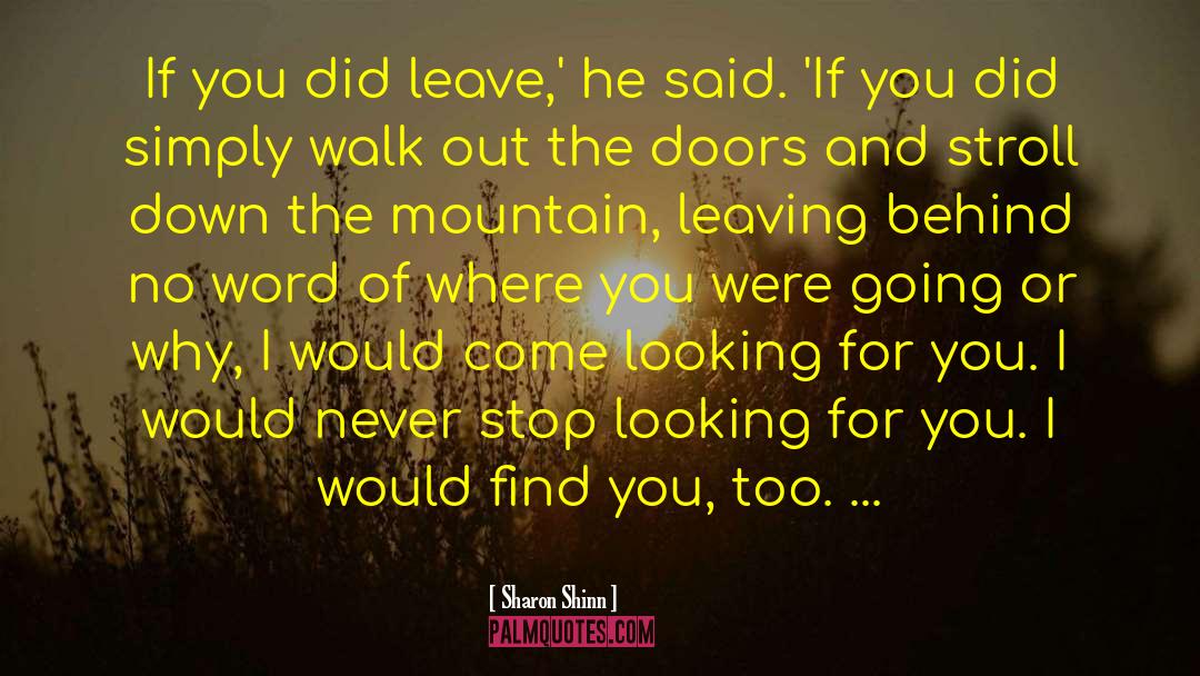 Sharon Shinn Quotes: If you did leave,' he