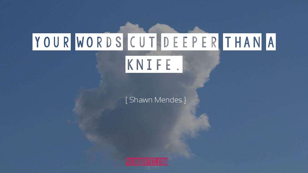 Shawn Mendes Quotes: Your words cut deeper than