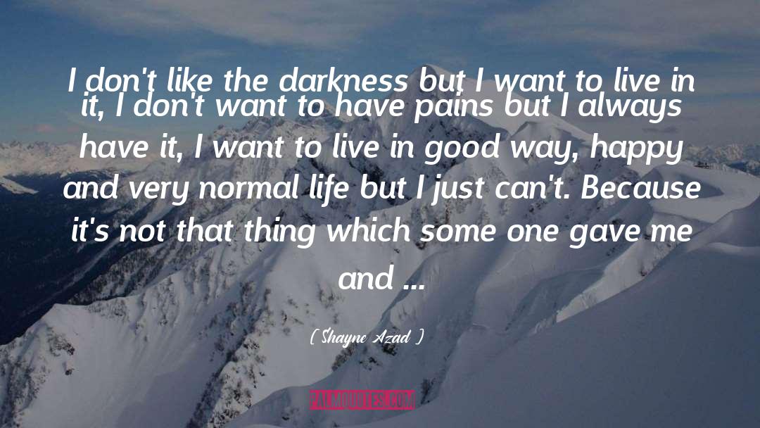 Shayne Azad Quotes: I don't like the darkness