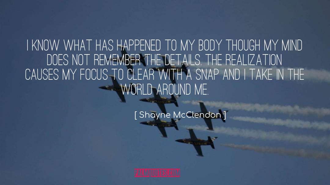 Shayne McClendon Quotes: I know what has happened
