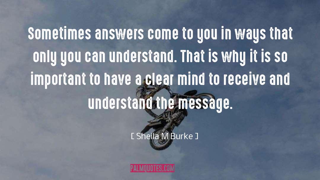 Sheila M Burke Quotes: Sometimes answers come to you