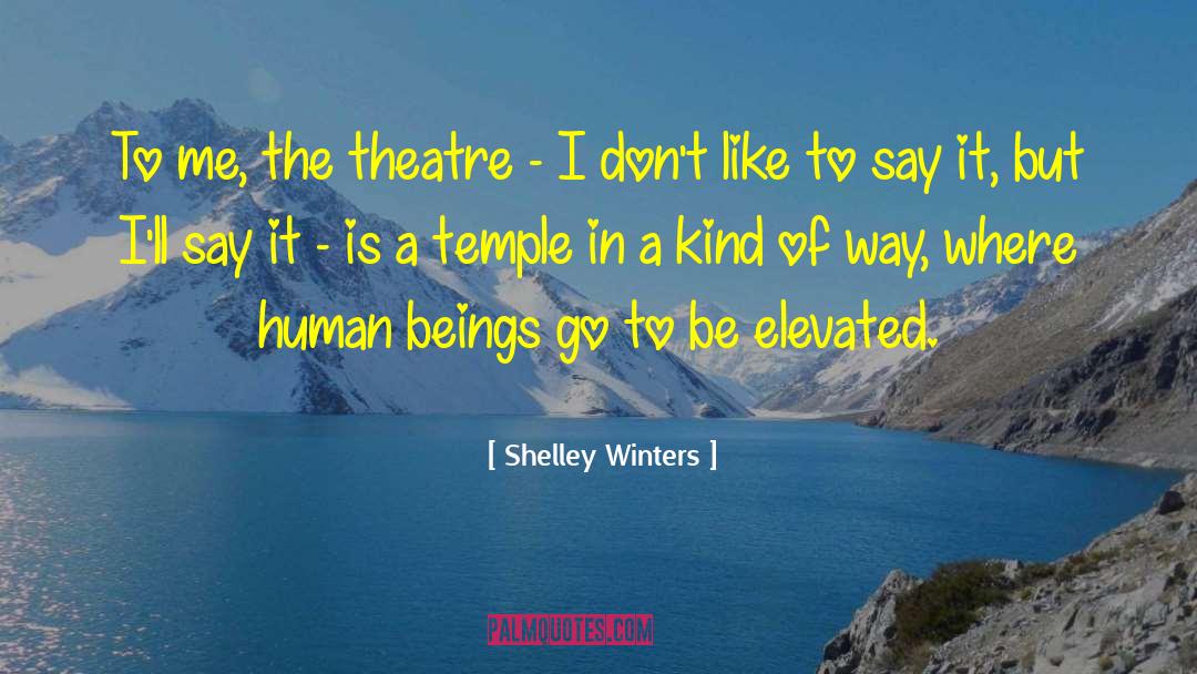 Shelley Winters Quotes: To me, the theatre -