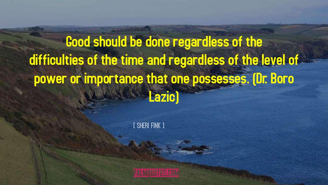 Sheri Fink Quotes: Good should be done regardless