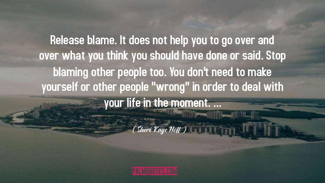 Sheri Kaye Hoff Quotes: Release blame. It does not
