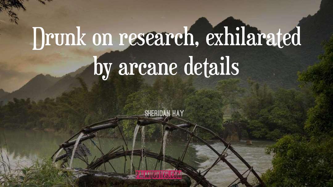 Sheridan Hay Quotes: Drunk on research, exhilarated by