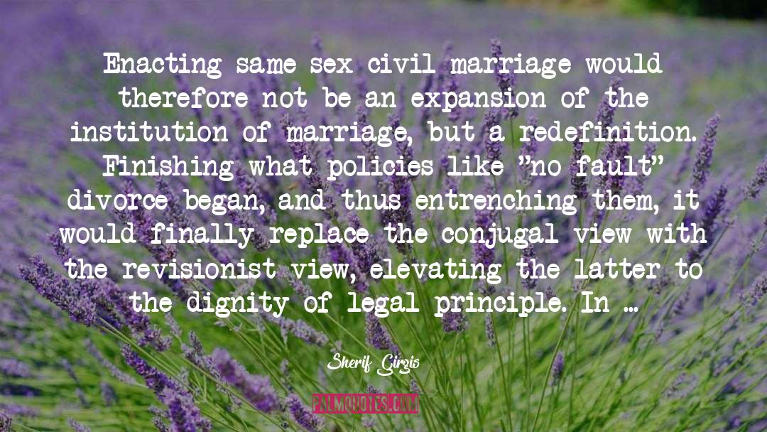 Sherif Girgis Quotes: Enacting same-sex civil marriage would