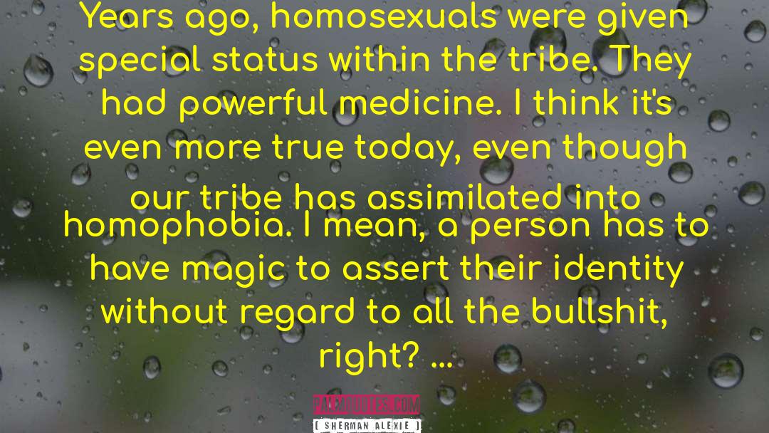 Sherman Alexie Quotes: Years ago, homosexuals were given