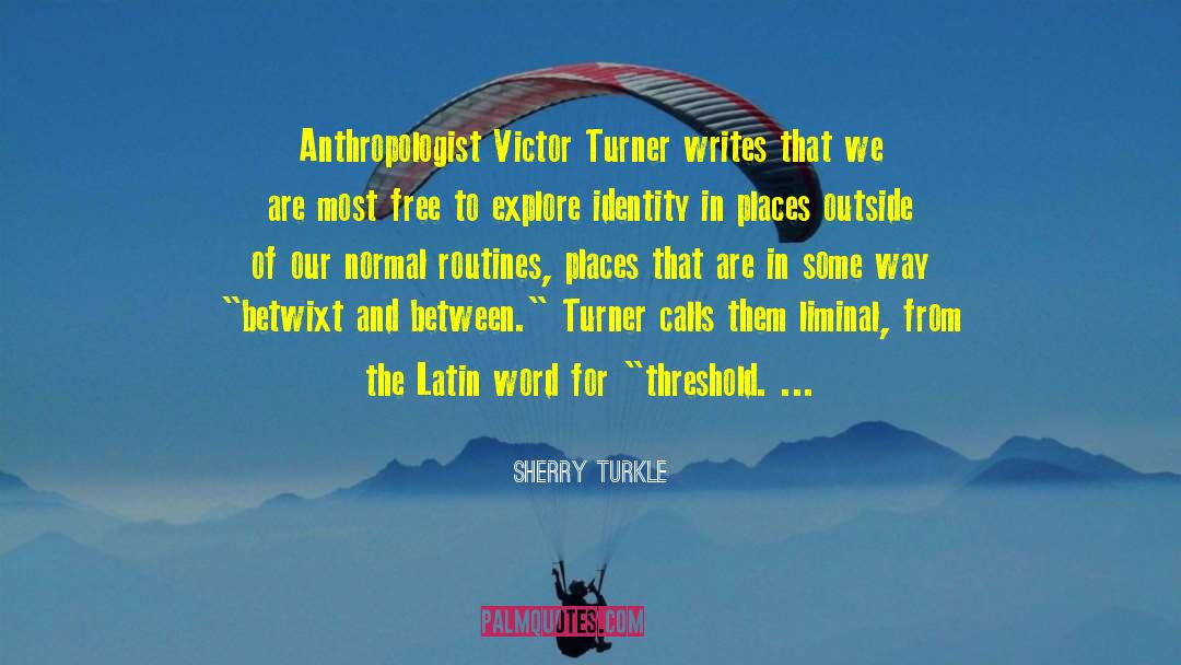 Sherry Turkle Quotes: Anthropologist Victor Turner writes that