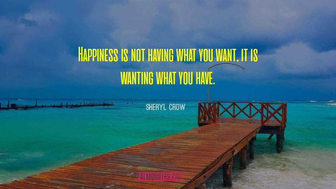 Sheryl Crow Quotes: Happiness is not having what