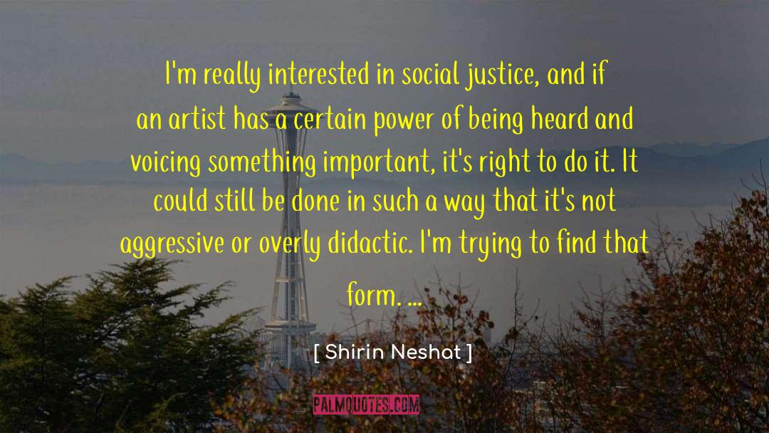 Shirin Neshat Quotes: I'm really interested in social