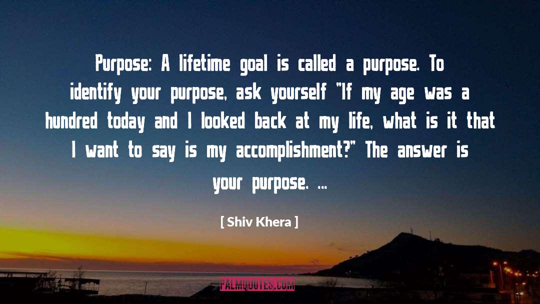 Shiv Khera Quotes: Purpose: A lifetime goal is