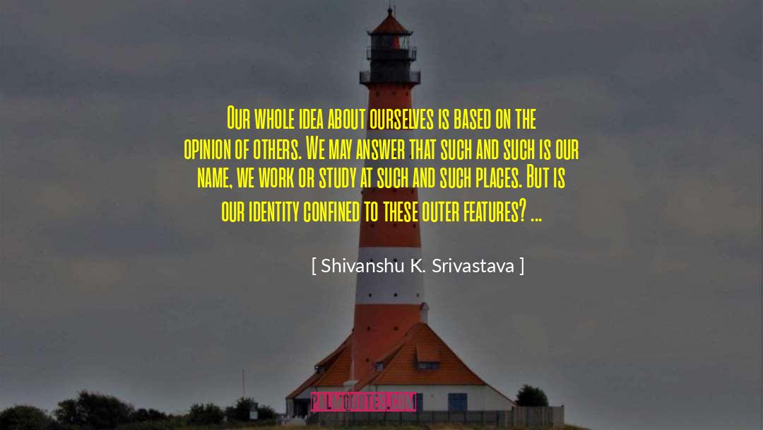 Shivanshu K. Srivastava Quotes: Our whole idea about ourselves