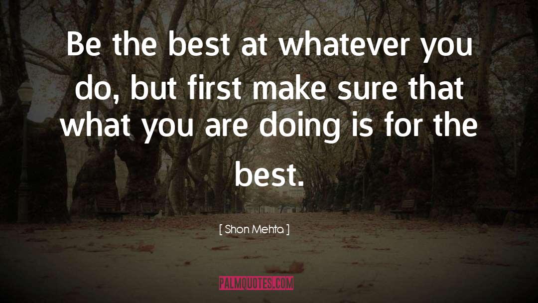 Shon Mehta Quotes: Be the best at whatever