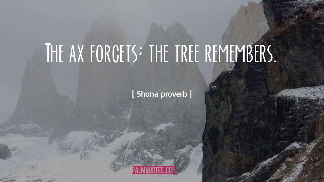 Shona Proverb Quotes: The ax forgets; the tree
