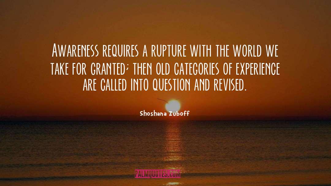 Shoshana Zuboff Quotes: Awareness requires a rupture with