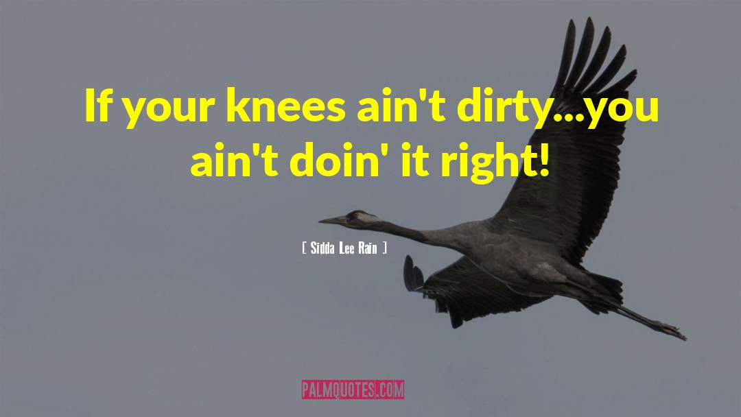 Sidda Lee Rain Quotes: If your knees ain't dirty...you