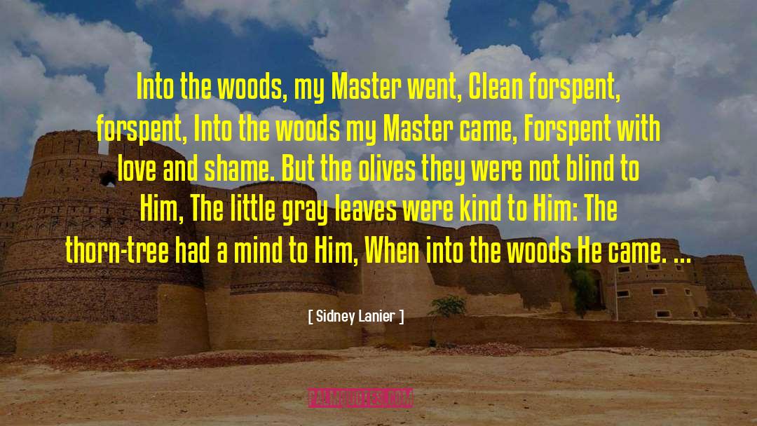 Sidney Lanier Quotes: Into the woods, my Master