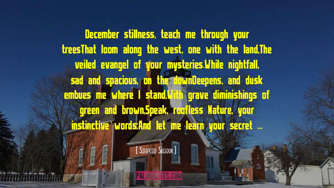 Siegfried Sassoon Quotes: December stillness, teach me through