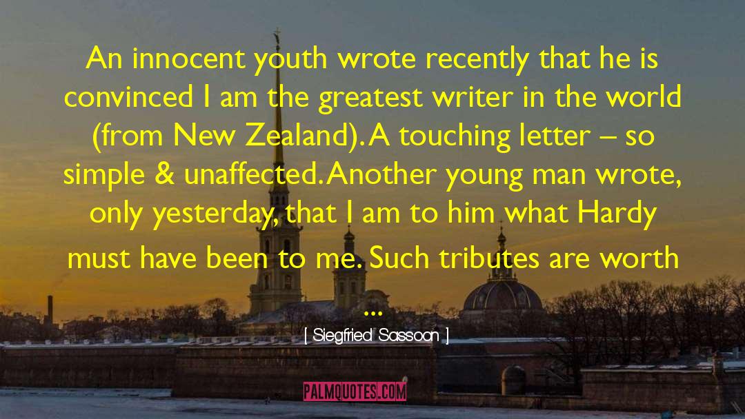 Siegfried Sassoon Quotes: An innocent youth wrote recently