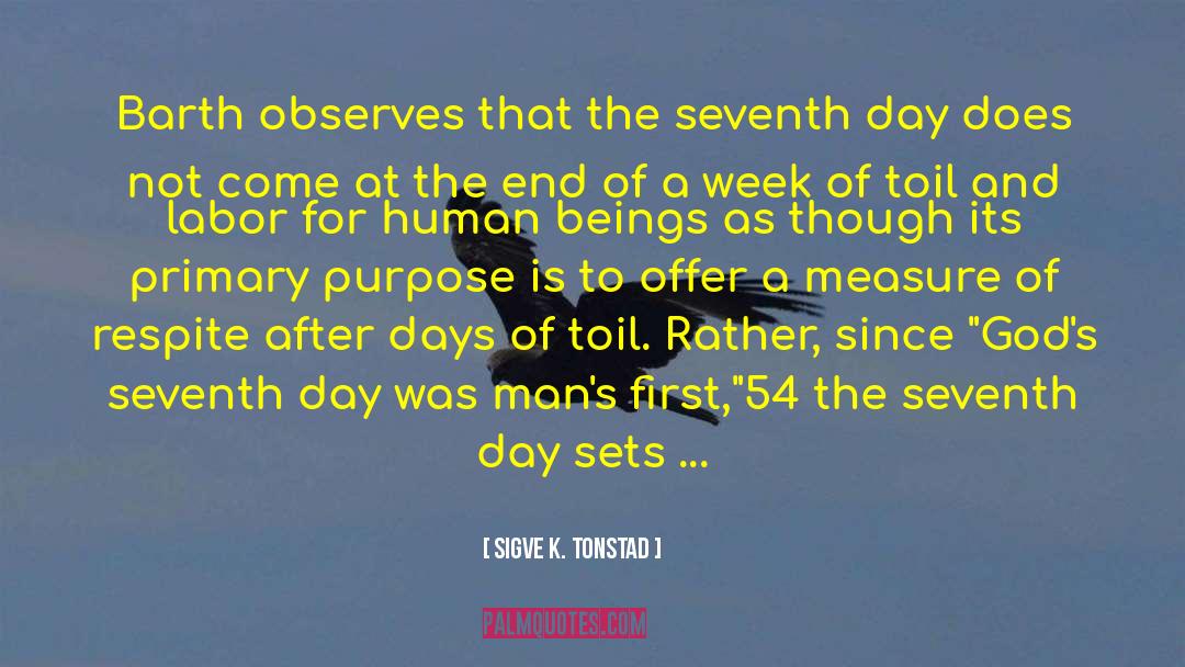 Sigve K. Tonstad Quotes: Barth observes that the seventh