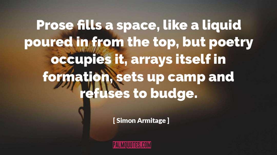Simon Armitage Quotes: Prose fills a space, like