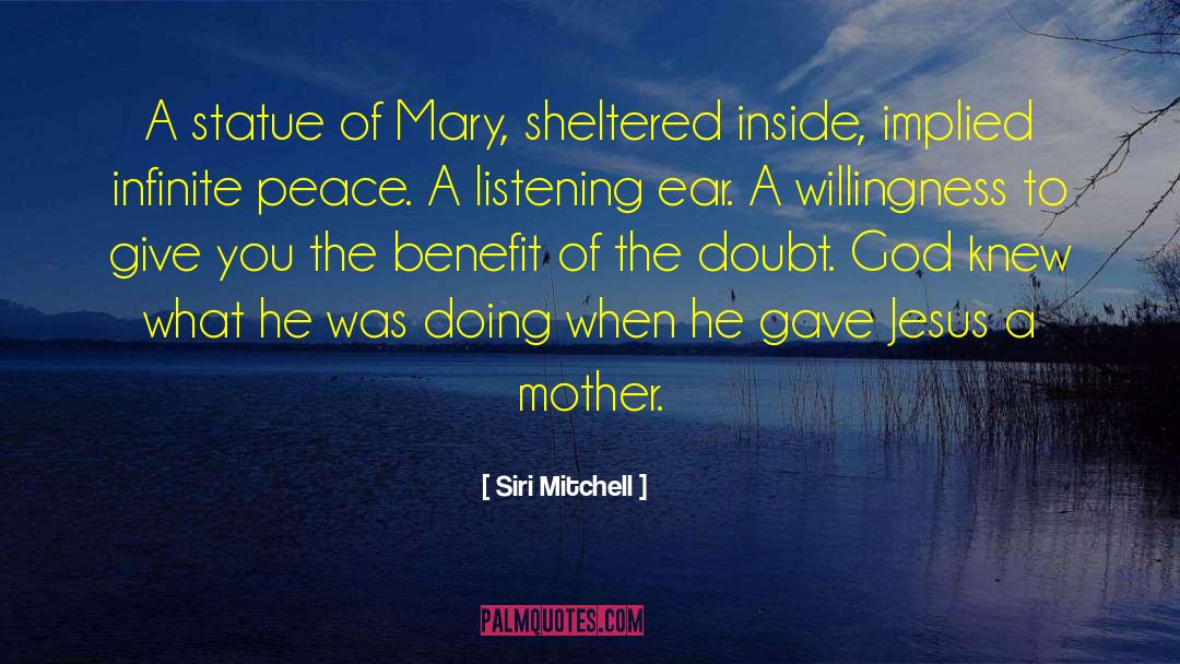 Siri Mitchell Quotes: A statue of Mary, sheltered