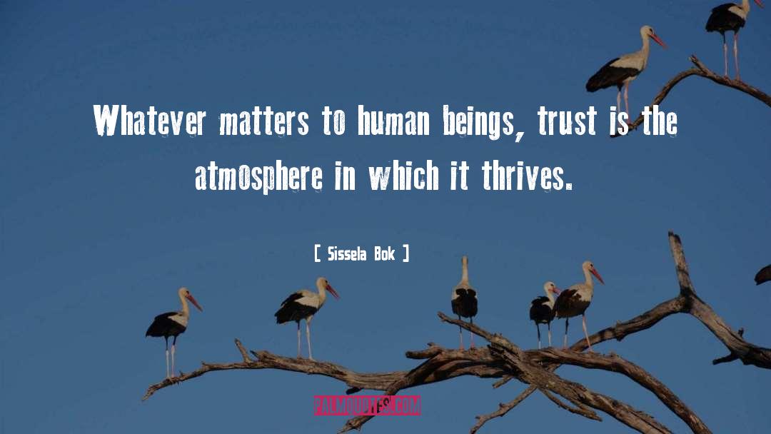 Sissela Bok Quotes: Whatever matters to human beings,