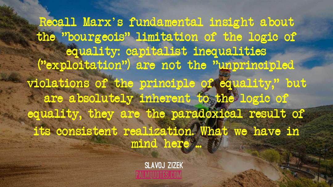 Slavoj Zizek Quotes: Recall Marx's fundamental insight about