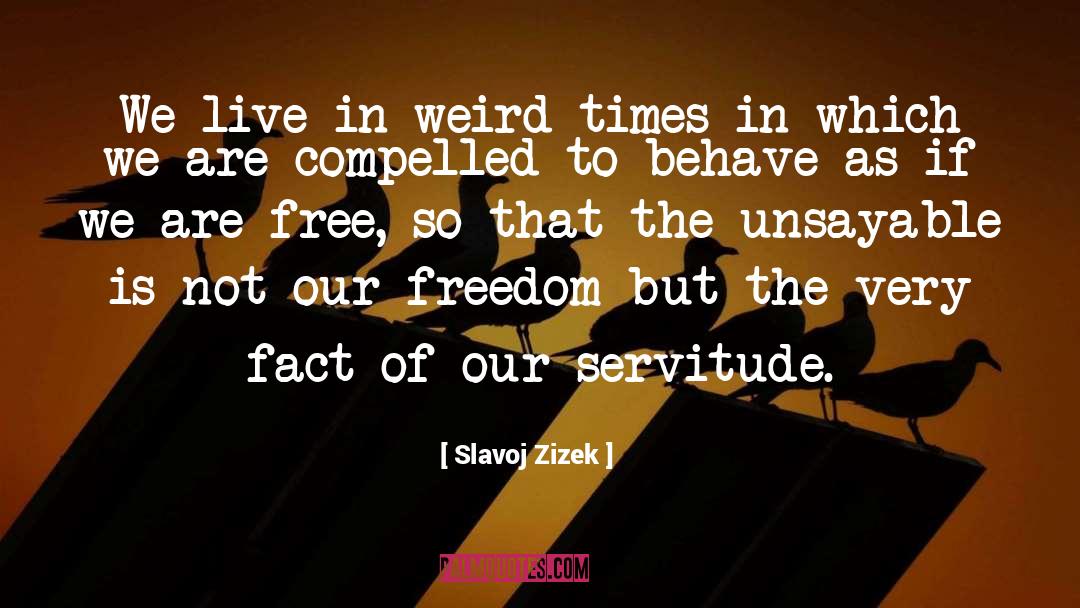 Slavoj Zizek Quotes: We live in weird times