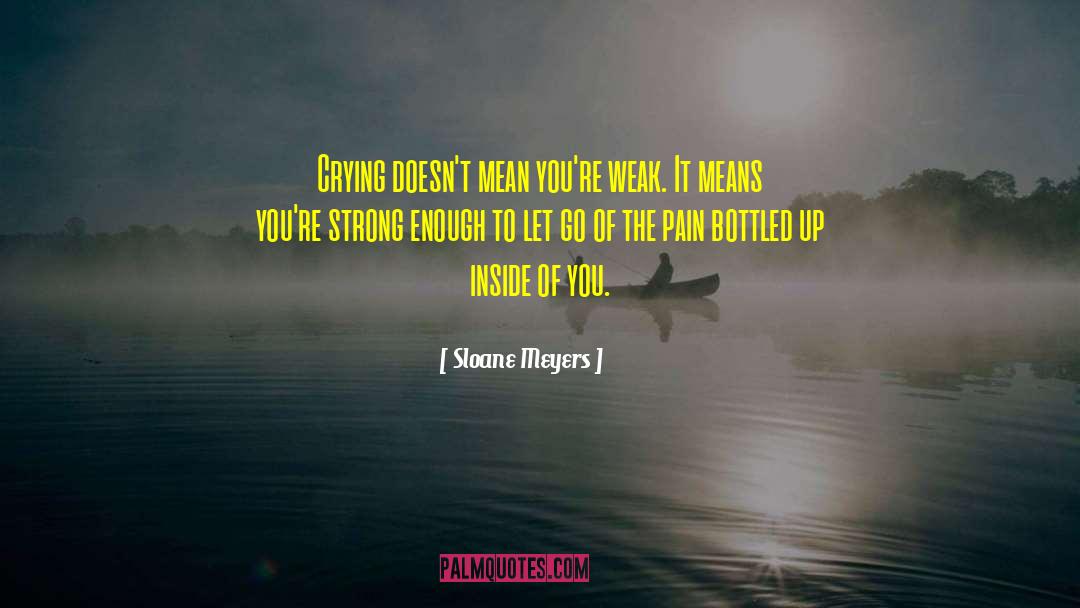 Sloane Meyers Quotes: Crying doesn't mean you're weak.