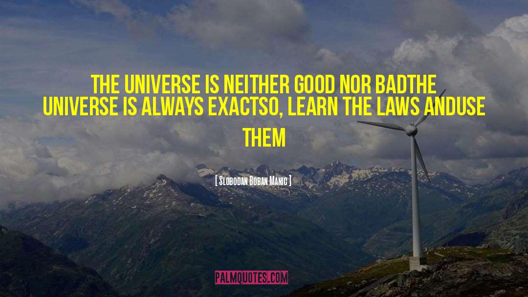 Slobodan Boban Manic Quotes: The Universe is neither good