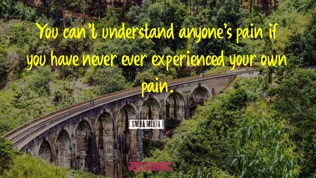 Sneha Mehta Quotes: You can't understand anyone's pain