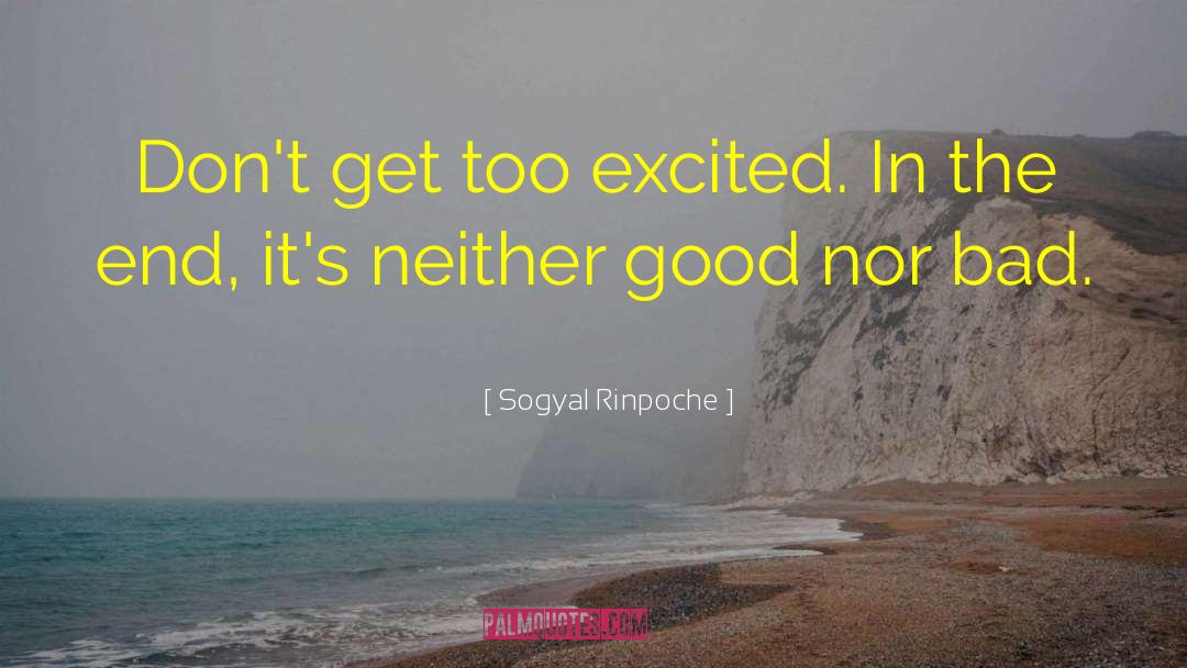 Sogyal Rinpoche Quotes: Don't get too excited. In