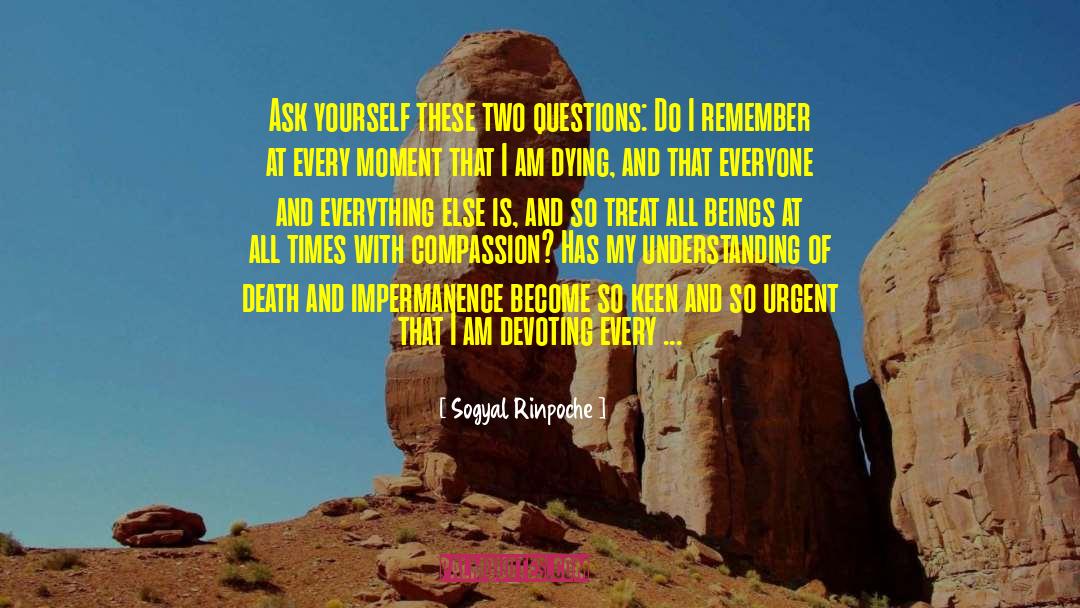 Sogyal Rinpoche Quotes: Ask yourself these two questions:
