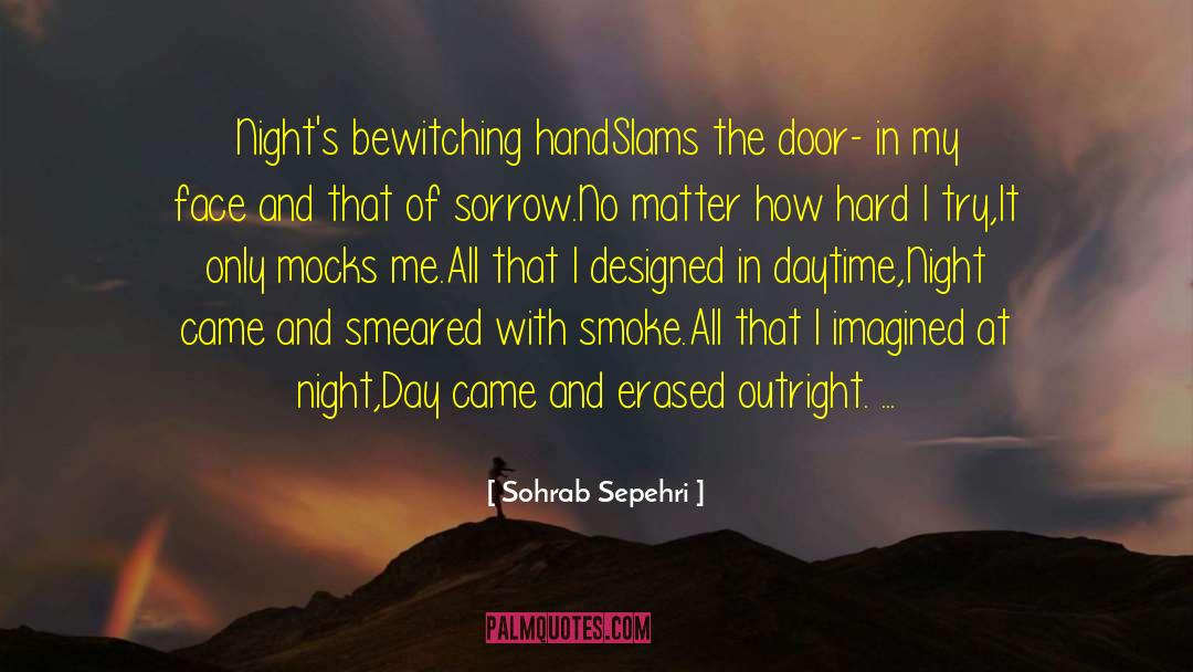 Sohrab Sepehri Quotes: Night's bewitching hand<br />Slams the