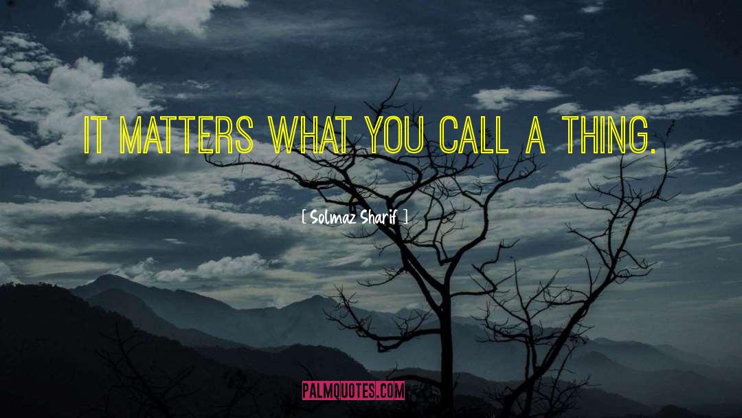 Solmaz Sharif Quotes: It matters what you call