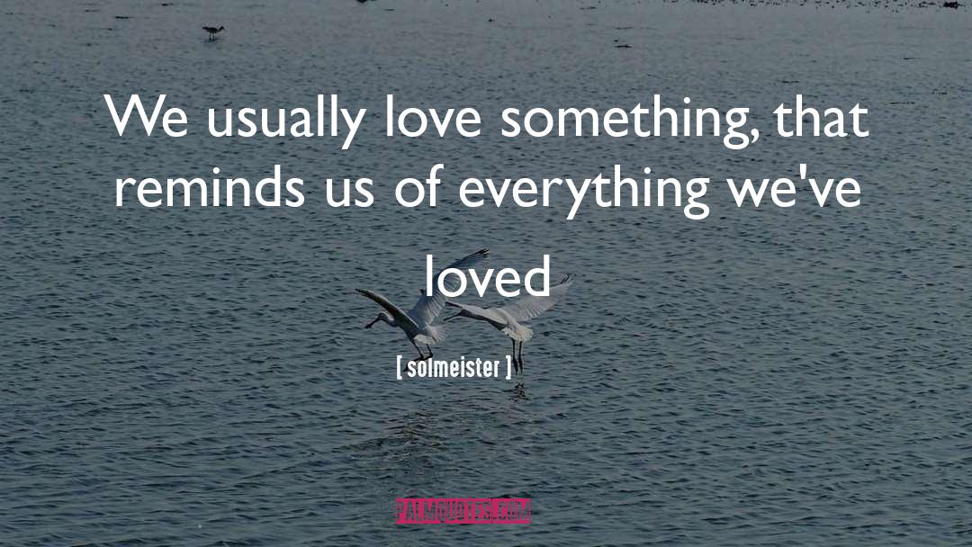 Solmeister Quotes: We usually love something, that